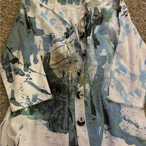 Parsley & Sage Artistic Blue and Black Women's Shirt